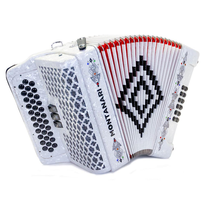 Montanari Accordion 3 Switch FBE White Includes Microphone-bundle-Montanari- Hermes Music