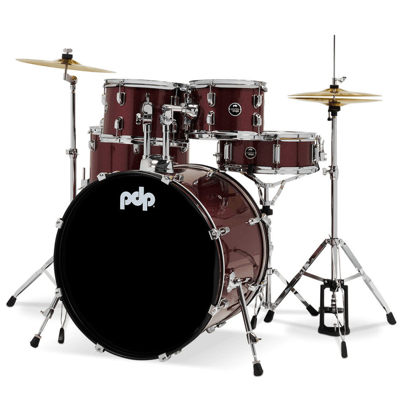 PDP Ruby Red Sparkle - 5 Piece Complete Kit-drumset-Drum Workshop- Hermes Music
