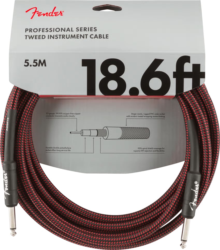 Fender Professional Series Tweed Instrument Cables in Red Tweed