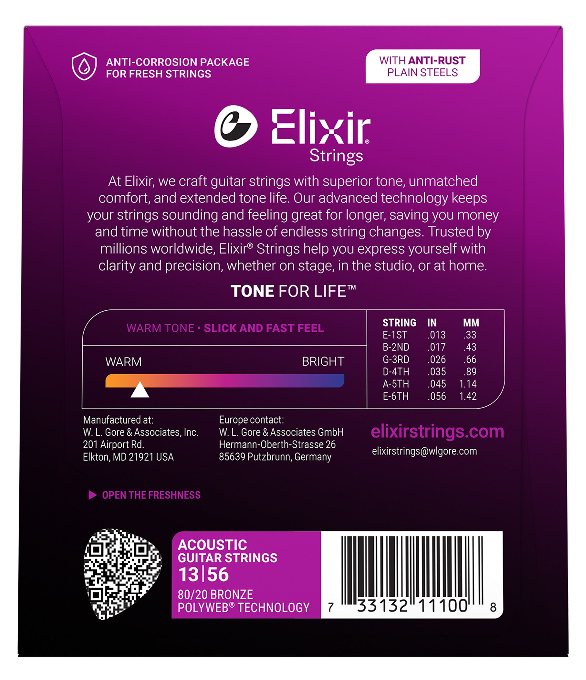 Elixir 80/20 Medium Acoustic Guitar Strings w/ Polyweb Coating G.013-.056