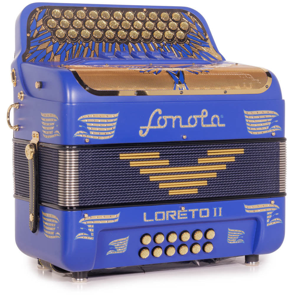 Sonola Loreto II Accordion 5 Switch EAD Matte Blue with Gold-accordion-Sonola-Hermes Music