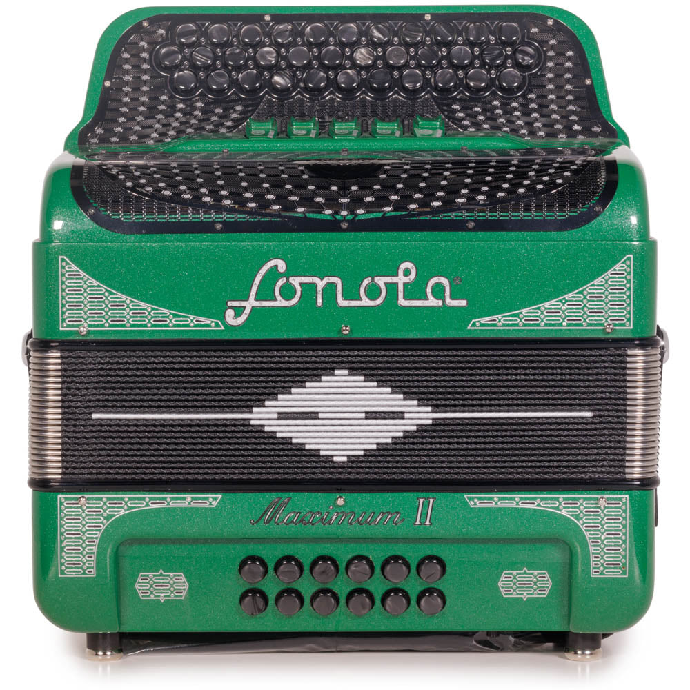 Sonola Maximum II Accordion 5 Switches EAD Green Glitter with Silver-accordion-Sonola-Hermes Music