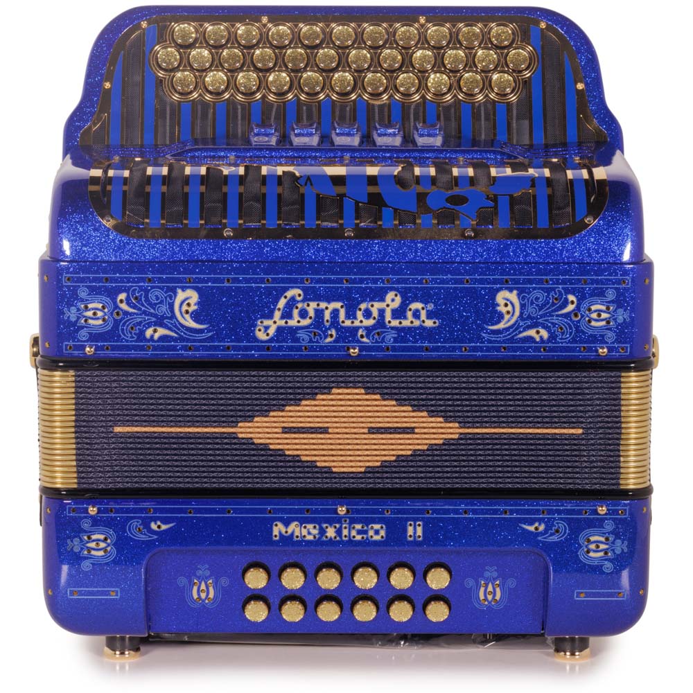 Sonola Mexico II Accordion 5 Switch FBE Blue Glitter with Gold-accordion-Sonola-Hermes Music