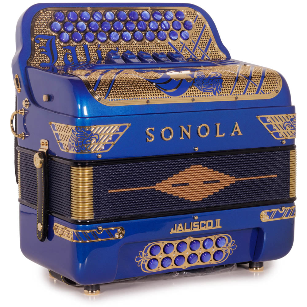Sonola Jalisco Special Edition Accordion 5 Switch EAD Blue with Gold-accordion-Sonola-Hermes Music