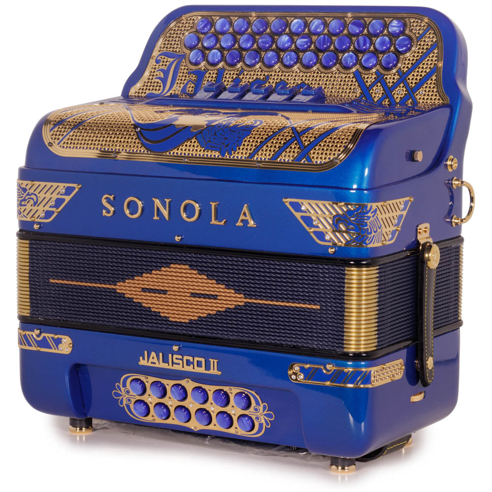 Sonola Jalisco Special Edition Accordion 5 Switch EAD Blue with Gold-accordion-Sonola-Hermes Music