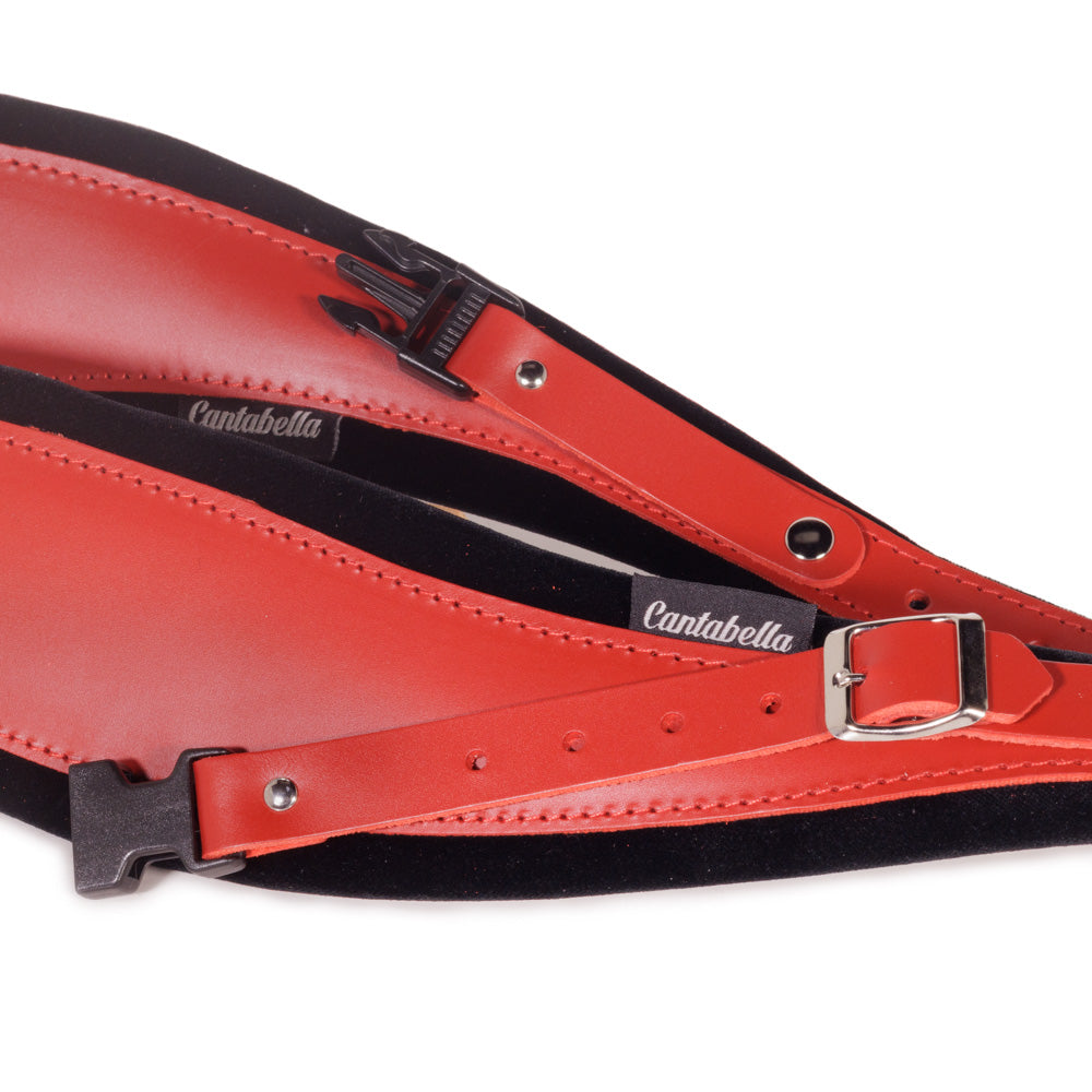 Cantabella Red Leather Black Edge Accordion Straps with Tag 9 cm Wide-accessories-Cantabella-Hermes Music