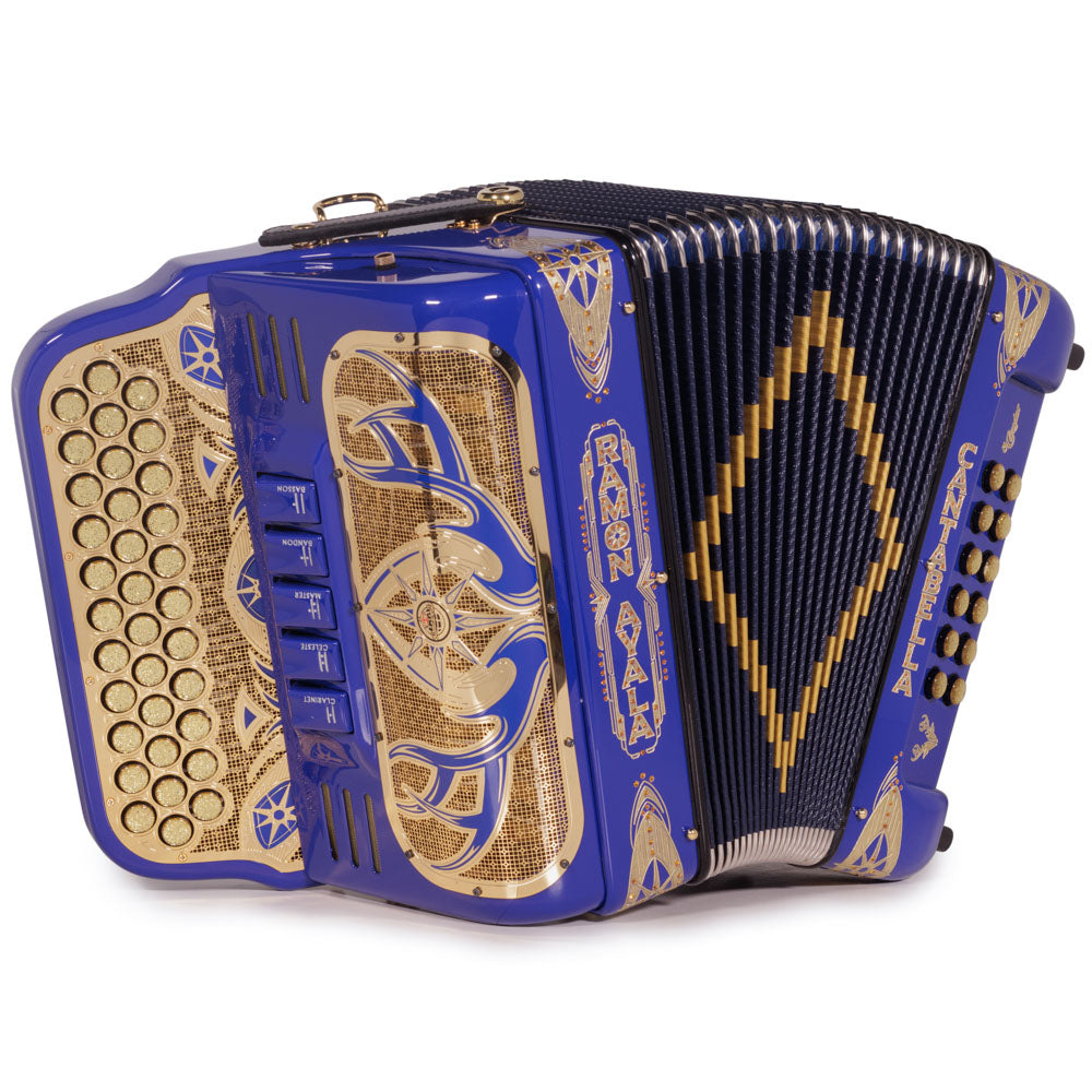 Cantabella El Cazador Ultra Compact Spec. Edit. Ramon Ayala 5 Switch EAD Blue with Gold-accordion-Cantabella-Hermes Music