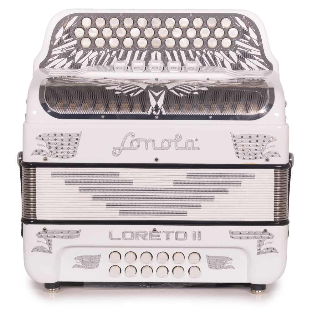 Sonola Loreto II Accordion 5 Switch FBE White-Accordions & Concertinas-Sonola-Hermes Music