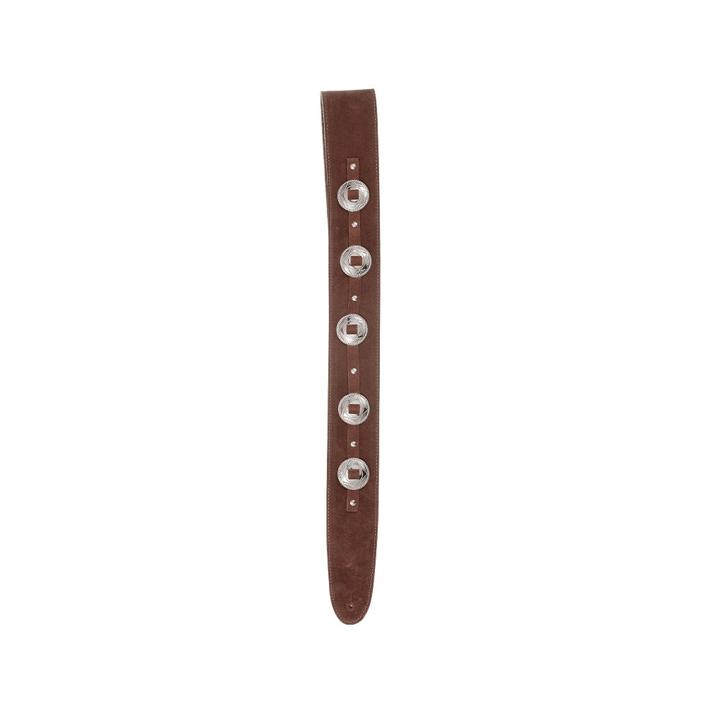 D'Addario 25SSC01 Deluxe Brown Leather Guitar Strap-Guitar Accessories-Daddario-Hermes Music