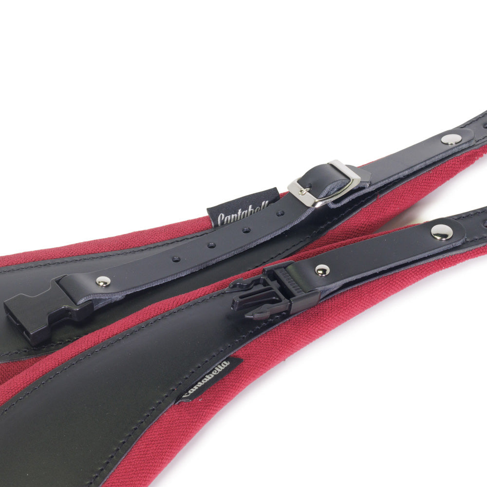 Cantabella Black Leather Red Edge Accordion Straps with Tag 9 cm Wide-accessories-Cantabella-Hermes Music