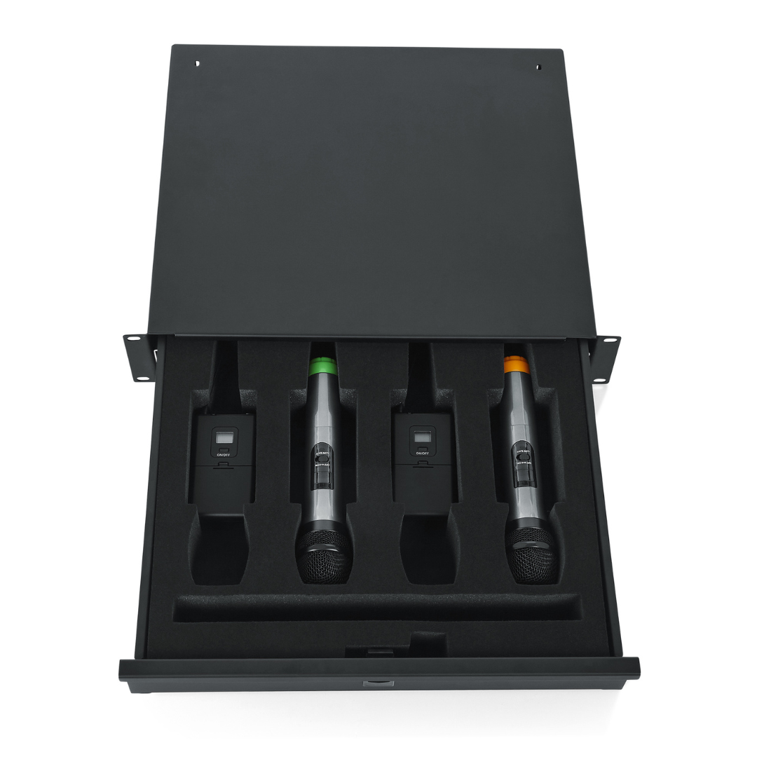 Gator Wireless Microphone Drawer 2U-Microphone Drawer-Gator-Hermes Music