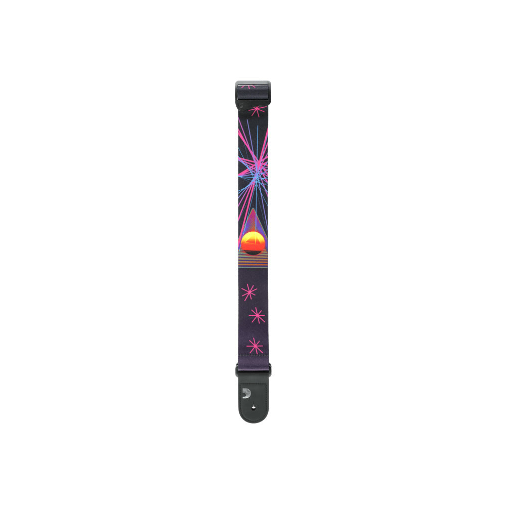 D'Addario 50RUN80 Outrun Polyester Guitar Strap Neon Stars