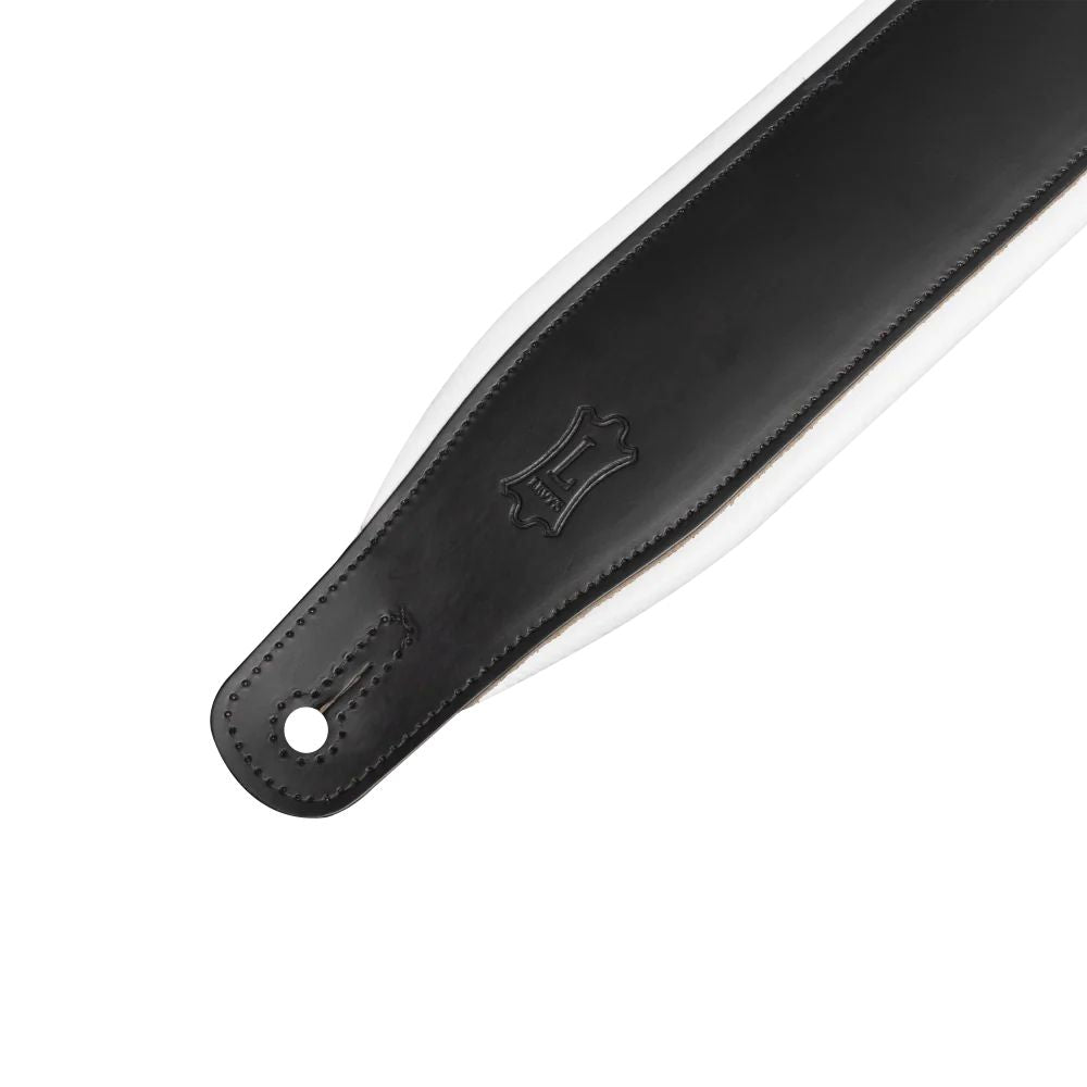 Levy Amped Leather Series Guitar Strap in Black and White
