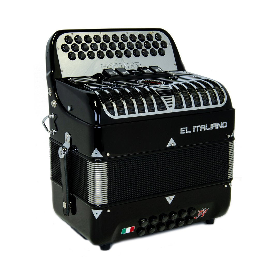 Anacleto El Italiano III Accordion 5 Switches EAD Black-accordion-Anacleto- Hermes Music