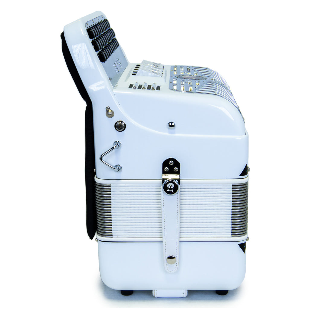 Anacleto El Italiano III Accordion Ultra Compact Accordion 5 Switches FBE White with Chrome Design-accordion-Anacleto- Hermes Music