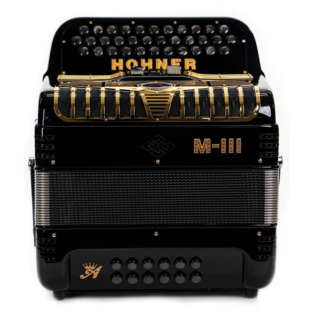 Anacleto Mark III FBE Black with Gold Designs-Accordions & Concertinas-Anacleto- Hermes Music