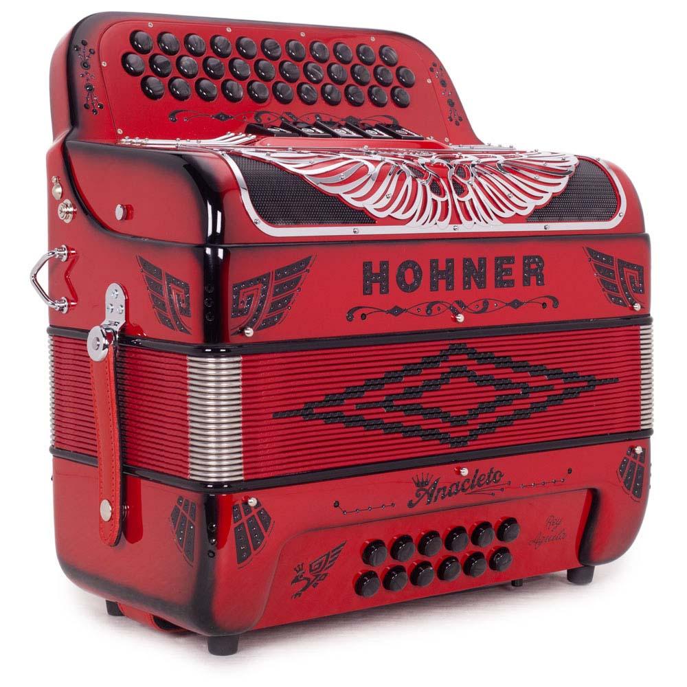 Anacleto Rey Aguila FBE 5 Switches Ruby Red-accordion-Anacleto- Hermes Music