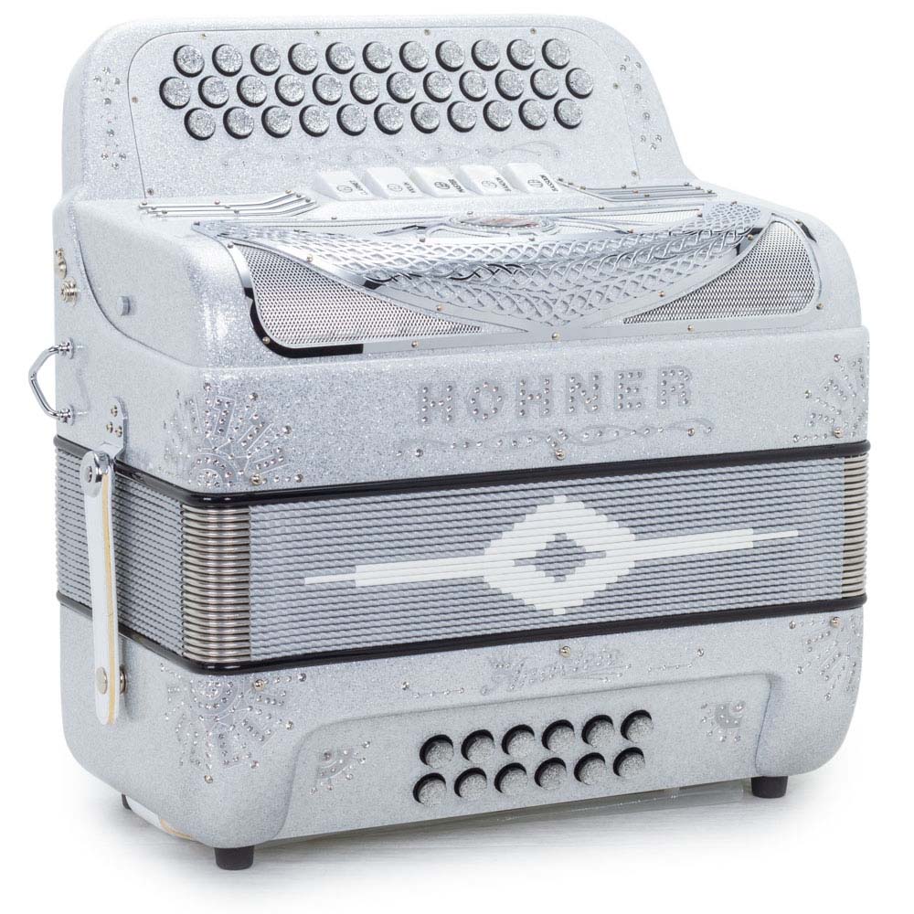Anacleto Rey del Norte Accordion FBE 5 Switch Silver Compact-Accordions & Concertinas-Anacleto- Hermes Music