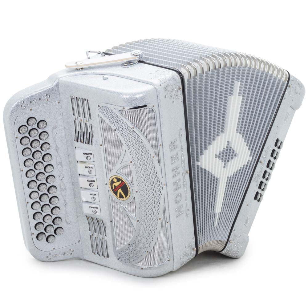 Anacleto Rey del Norte Accordion FBE 5 Switch Silver Compact-Accordions & Concertinas-Anacleto- Hermes Music