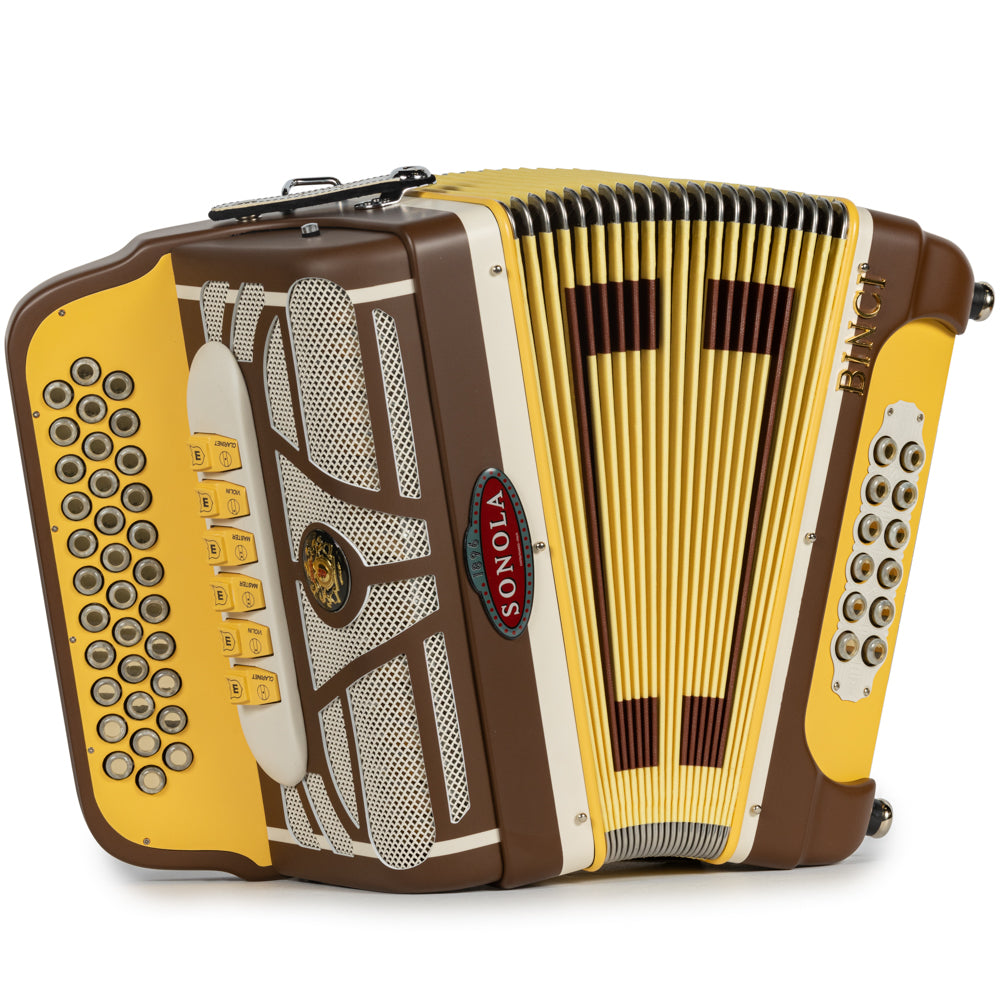 Sonola Limited Edition Binci Accordion 6 Switch FBE-EAD in Matte Brown and Yellow