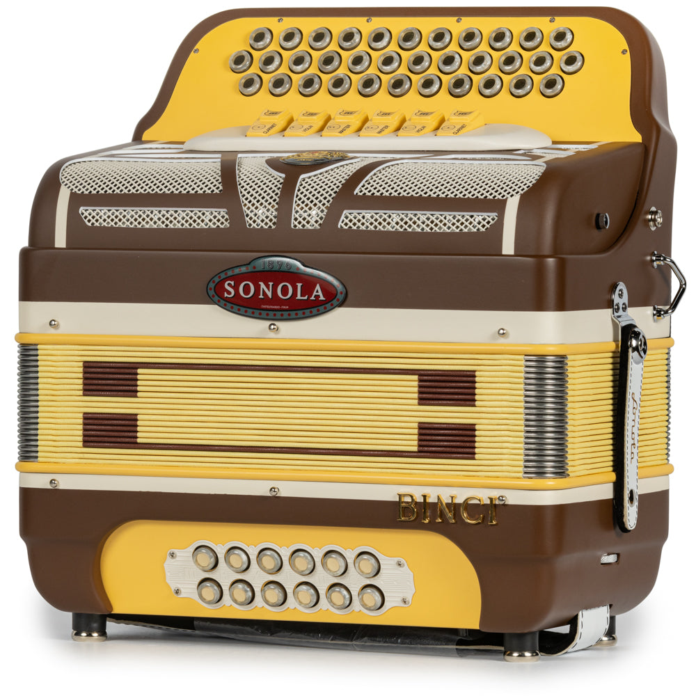 Sonola Limited Edition Binci Accordion 6 Switch FBE-EAD in Matte Brown and Yellow