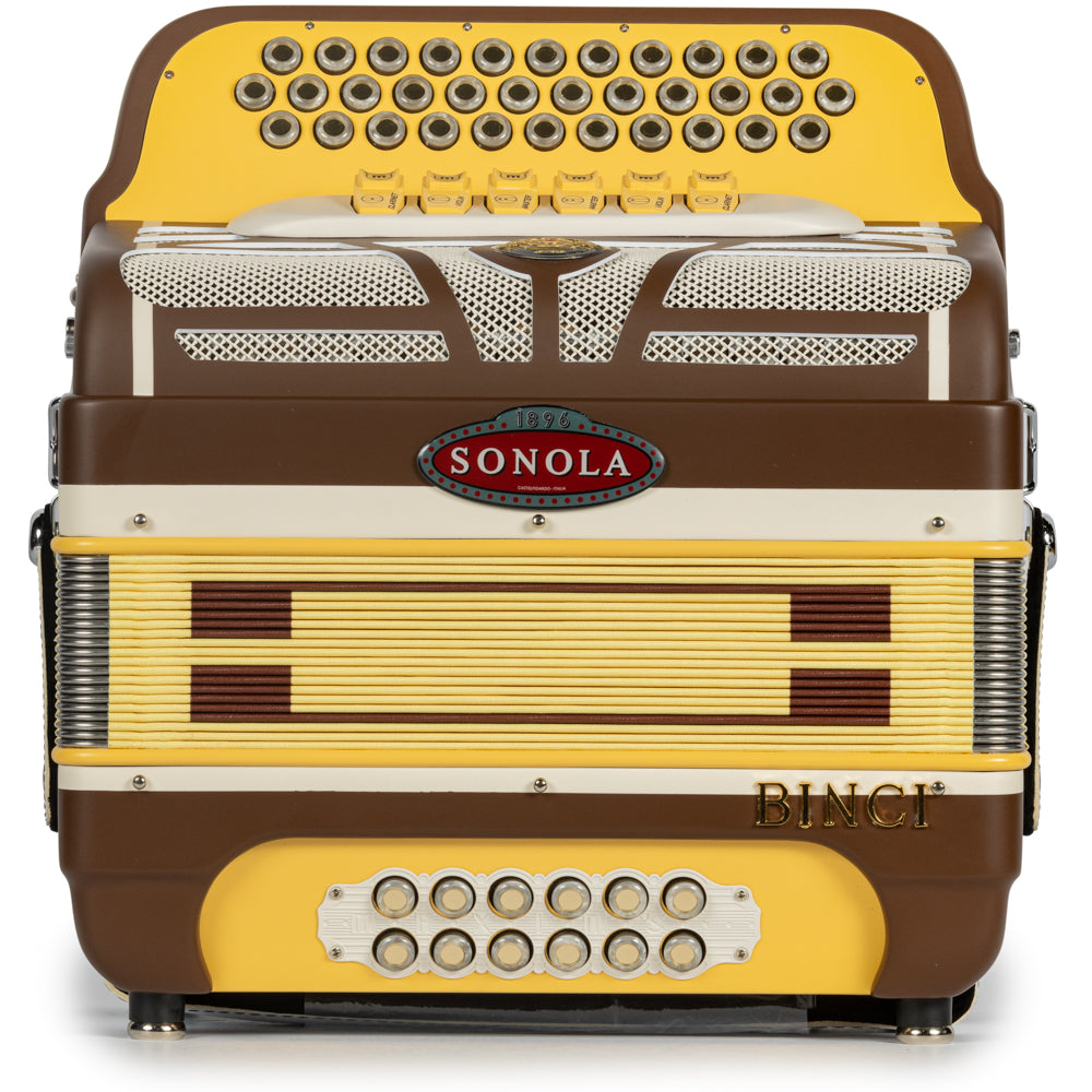 Sonola Limited Edition Binci Accordion 6 Switch FBE-EAD in Matte Brown and Yellow