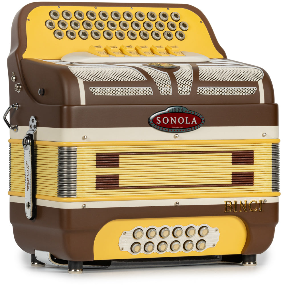 Sonola Limited Edition Binci Accordion 6 Switch FBE-EAD in Matte Brown and Yellow