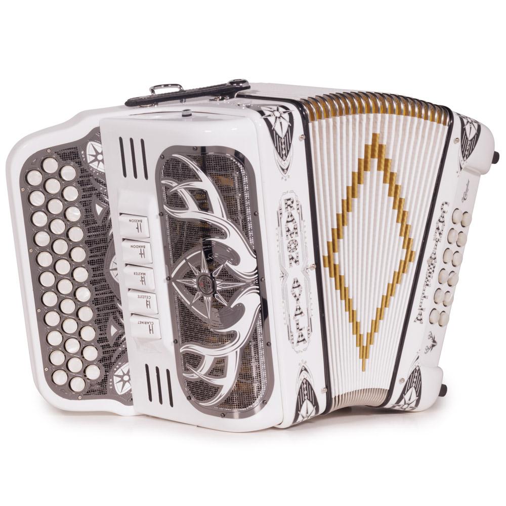 Cantabella El Cazador Ultra Compact Spec. Edit. Ramon Ayala 5 Switch FBE White with Black-accordion-Cantabella-Hermes Music