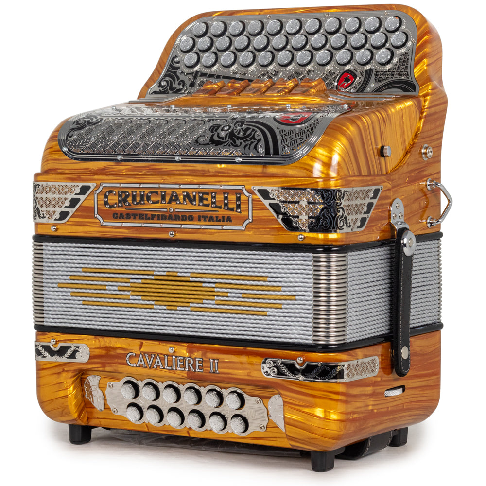 Crucianelli Cavaliere II 5 Switch FBE Ultra Compact Accordion in Celluloid Wood with Black Accessories
