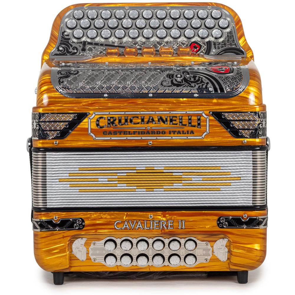 Crucianelli Cavaliere II 5 Switch FBE Ultra Compact Accordion in Celluloid Wood with Black Accessories