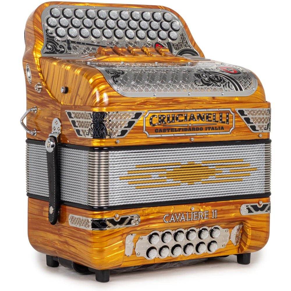 Crucianelli Cavaliere II 5 Switch FBE Ultra Compact Accordion in Celluloid Wood with Black Accessories