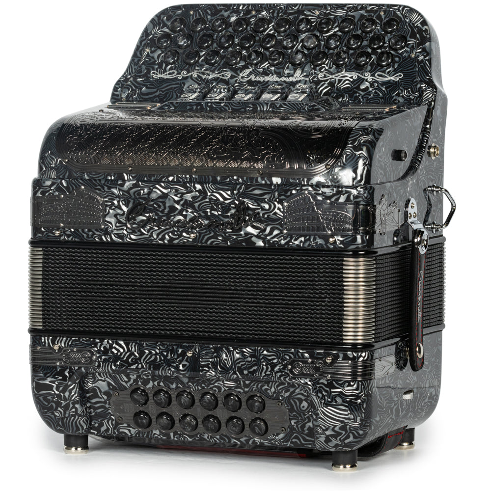 Crucianelli Cavaliere II 5 Switch EAD Accordion in Gray Waves with Painted Fretboard