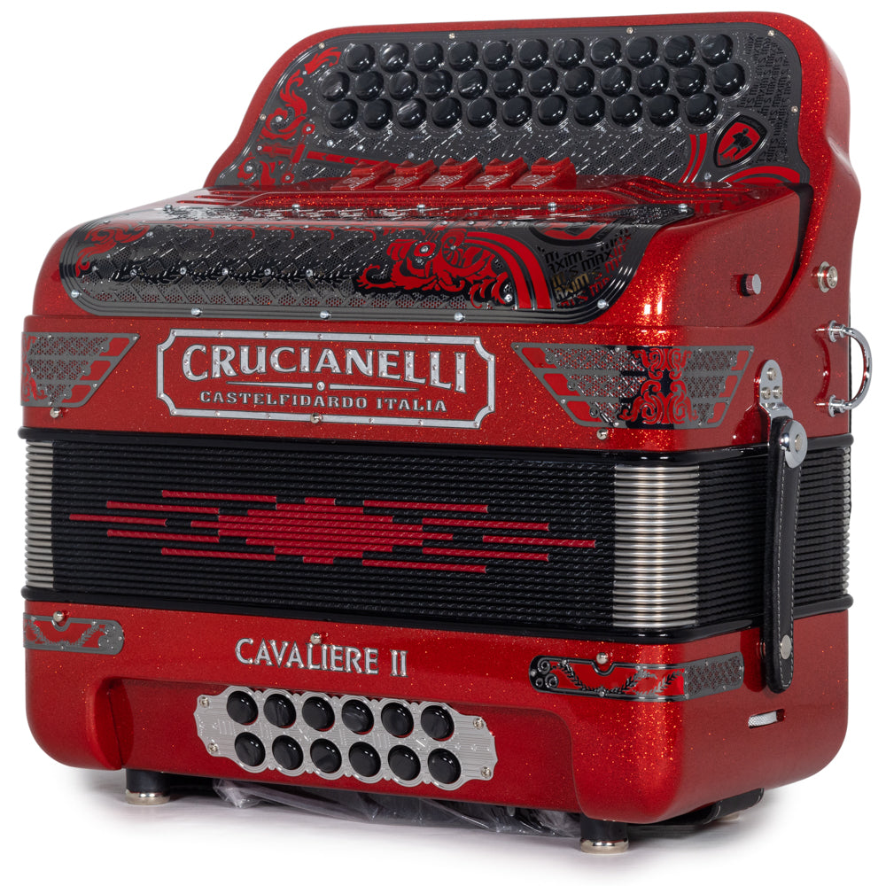 Crucianelli Cavaliere II 5 Switch EAD Accordion in Red Glitter with Silver Details