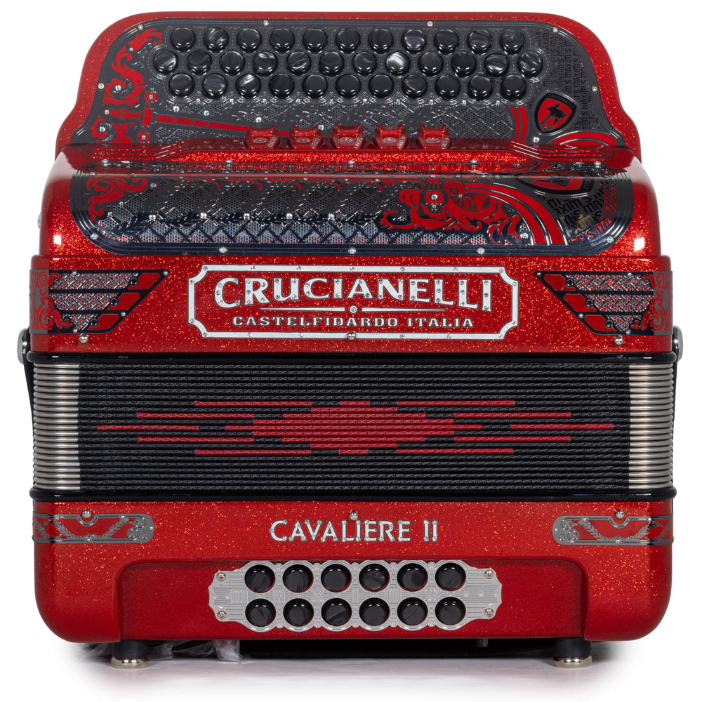 Crucianelli Cavaliere II 5 Switch EAD Accordion in Red Glitter with Silver Details