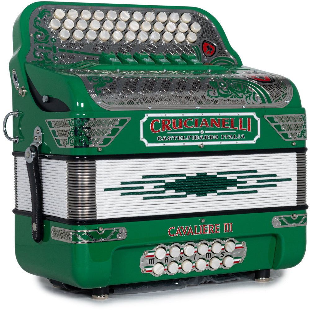 Crucianelli Cavaliere III 6 Switch Two Tone FBE-EAD Accordion in Green with Silver Details