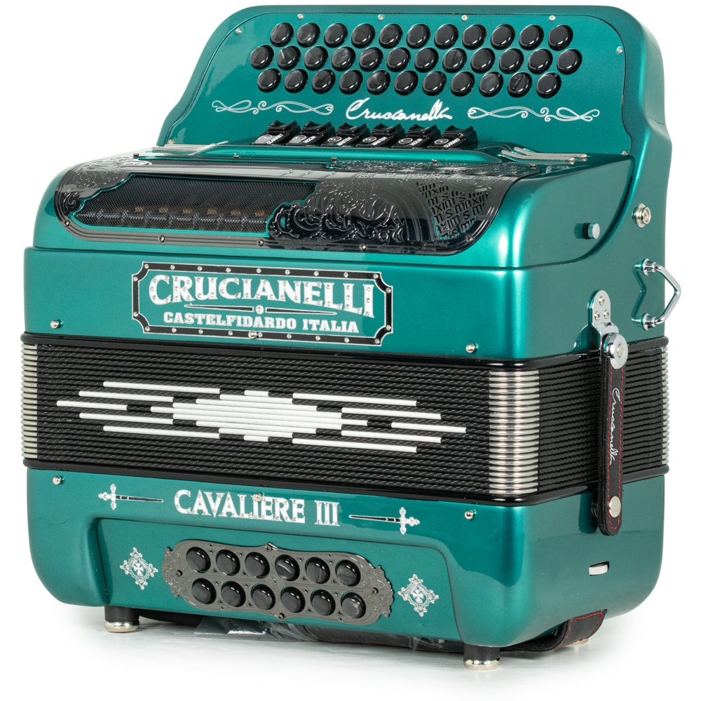 Crucianelli Cavaliere III 6 Switch 2-Tone EAD-GCF Accordion in Teal with White