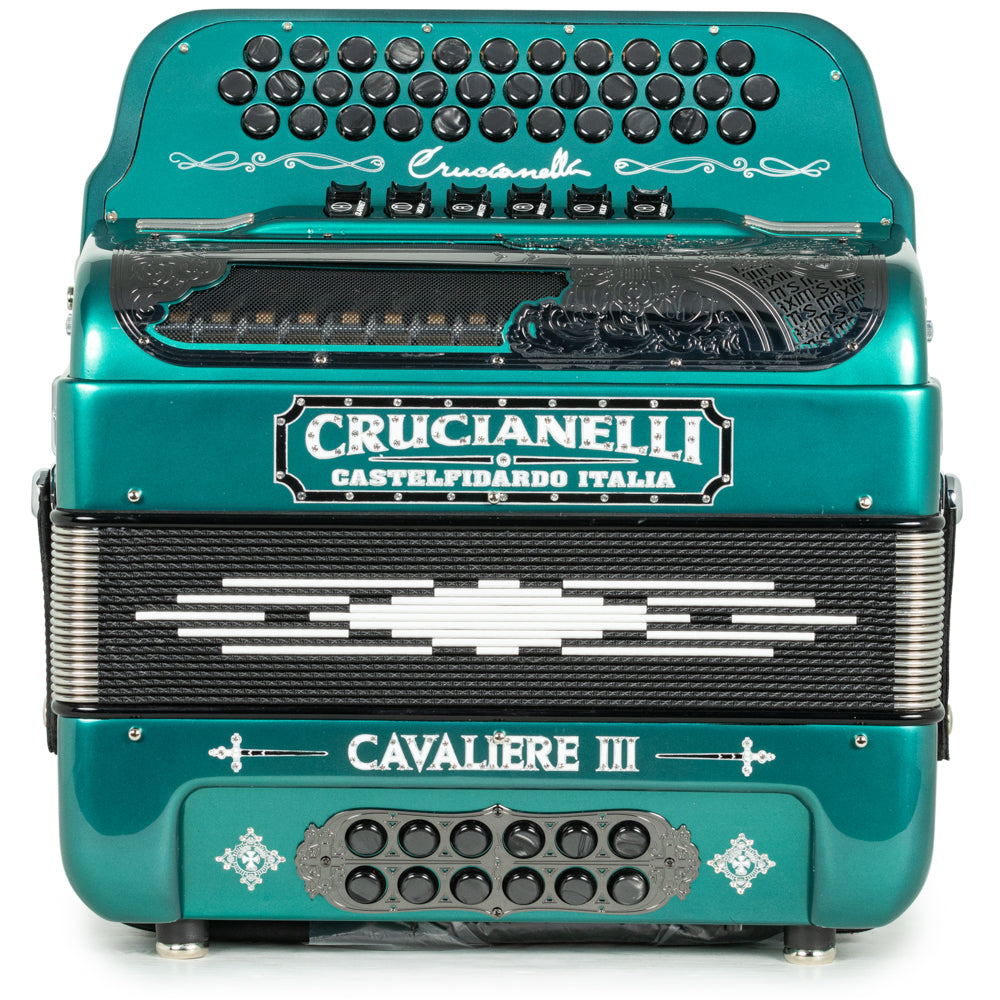 Crucianelli Cavaliere III 6 Switch 2-Tone EAD-GCF Accordion in Teal with White