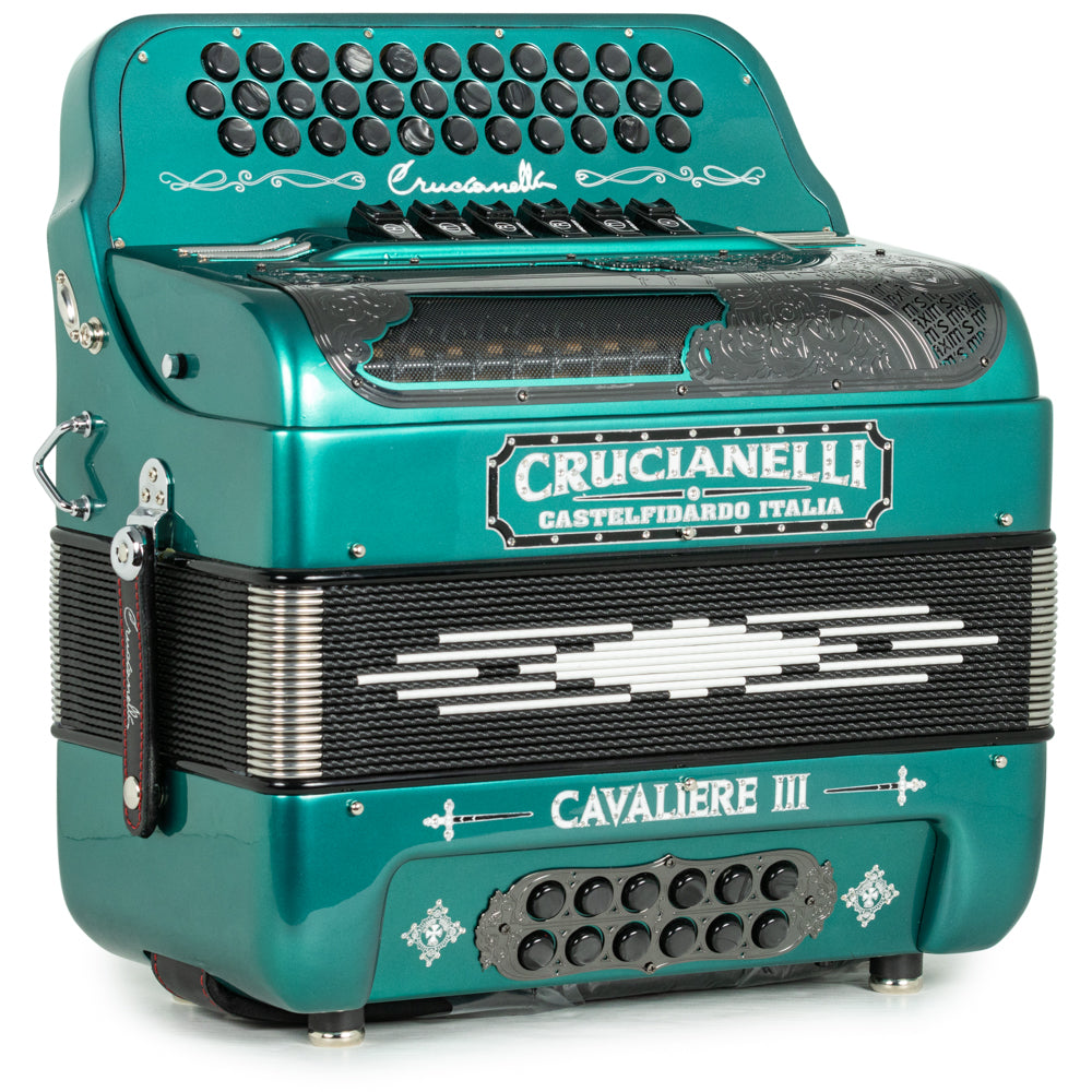 Crucianelli Cavaliere III 6 Switch 2-Tone EAD-GCF Accordion in Teal with White
