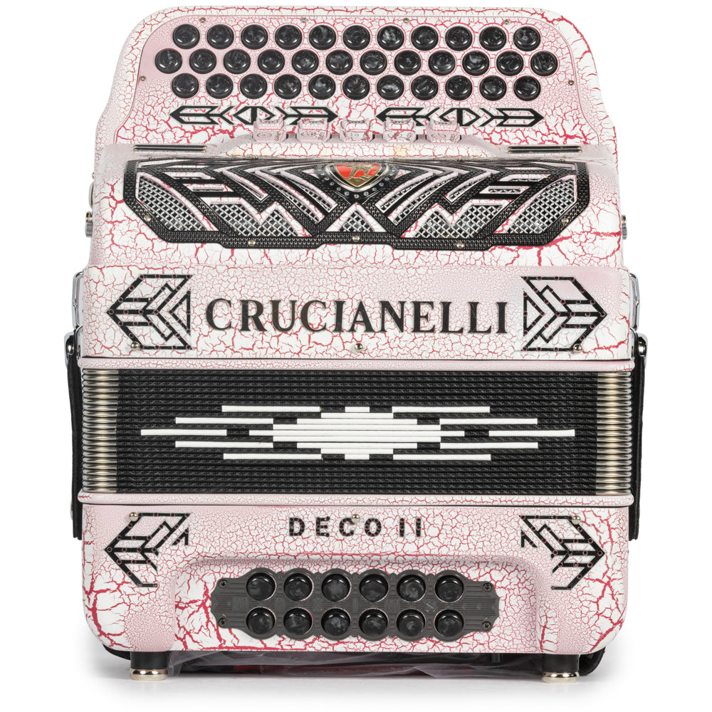 Crucianelli Deco II 5 Switch EAD Accordion Crackled White and Pink