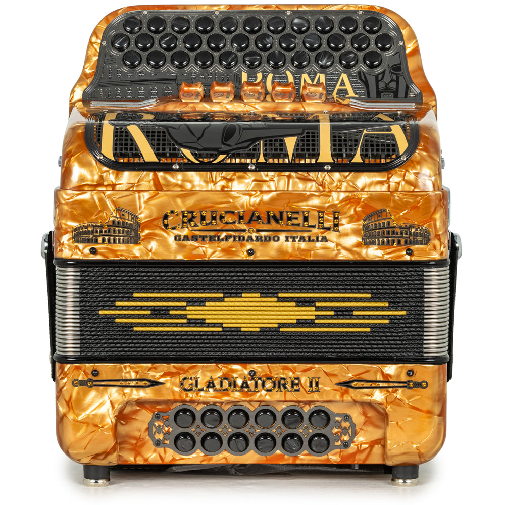 Crucianelli Gladiator II 5 Switch EAD Accordion in Celluloid Orange and Black