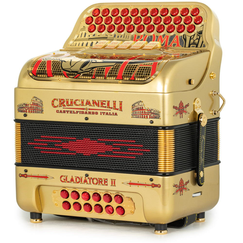 Crucianelli Gladiator II 5 Switch FBE Accordion in Gold and Red