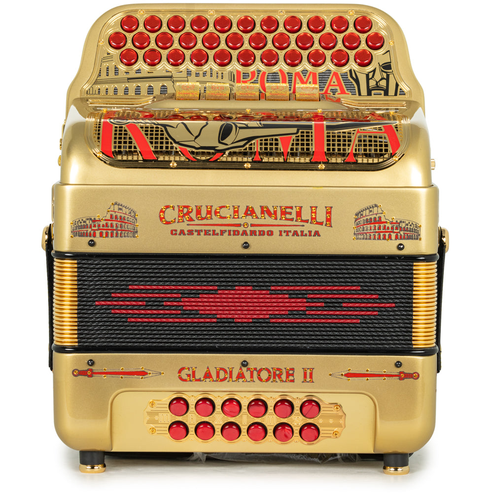 Crucianelli Gladiator II 5 Switch FBE Accordion in Gold and Red