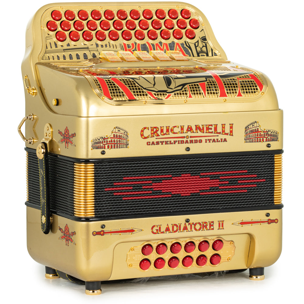Crucianelli Gladiator II 5 Switch FBE Accordion in Gold and Red