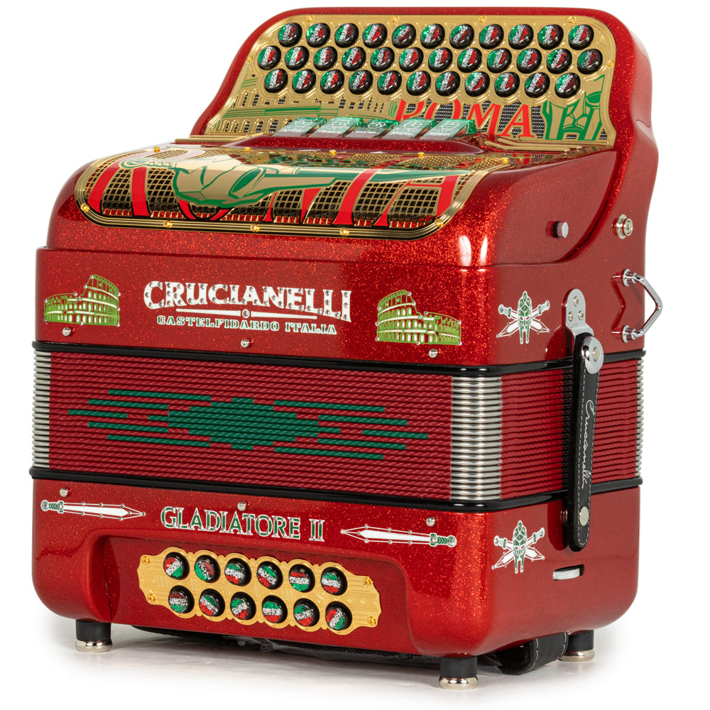 Crucianelli Gladiator II 5 Switch FBE Accordion in Red with Gold and Green