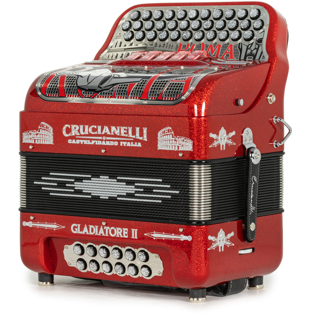 Crucianelli Gladiator II 5 Switch EAD Accordion in Red Glitter with Silver