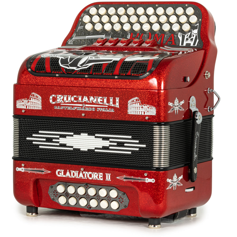 Crucianelli Gladiator II 5 Switch EAD Accordion in Red Glitter with White
