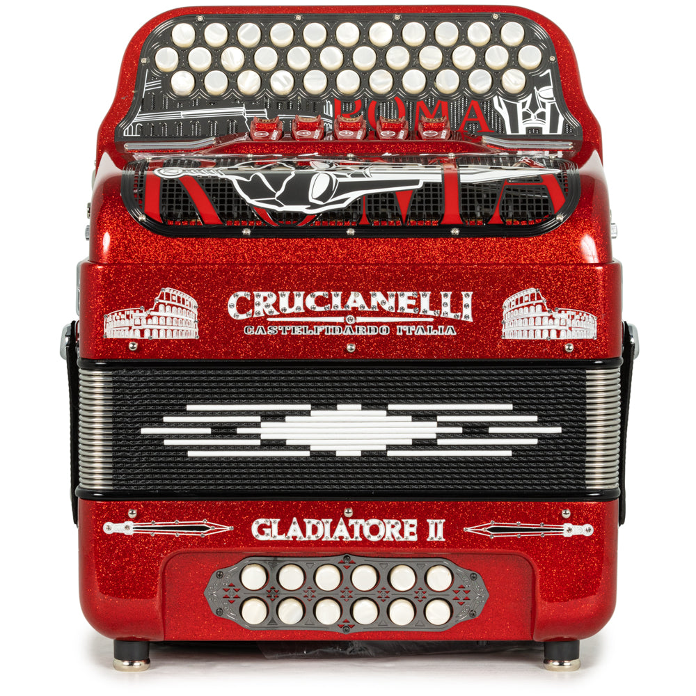 Crucianelli Gladiator II 5 Switch EAD Accordion in Red Glitter with White