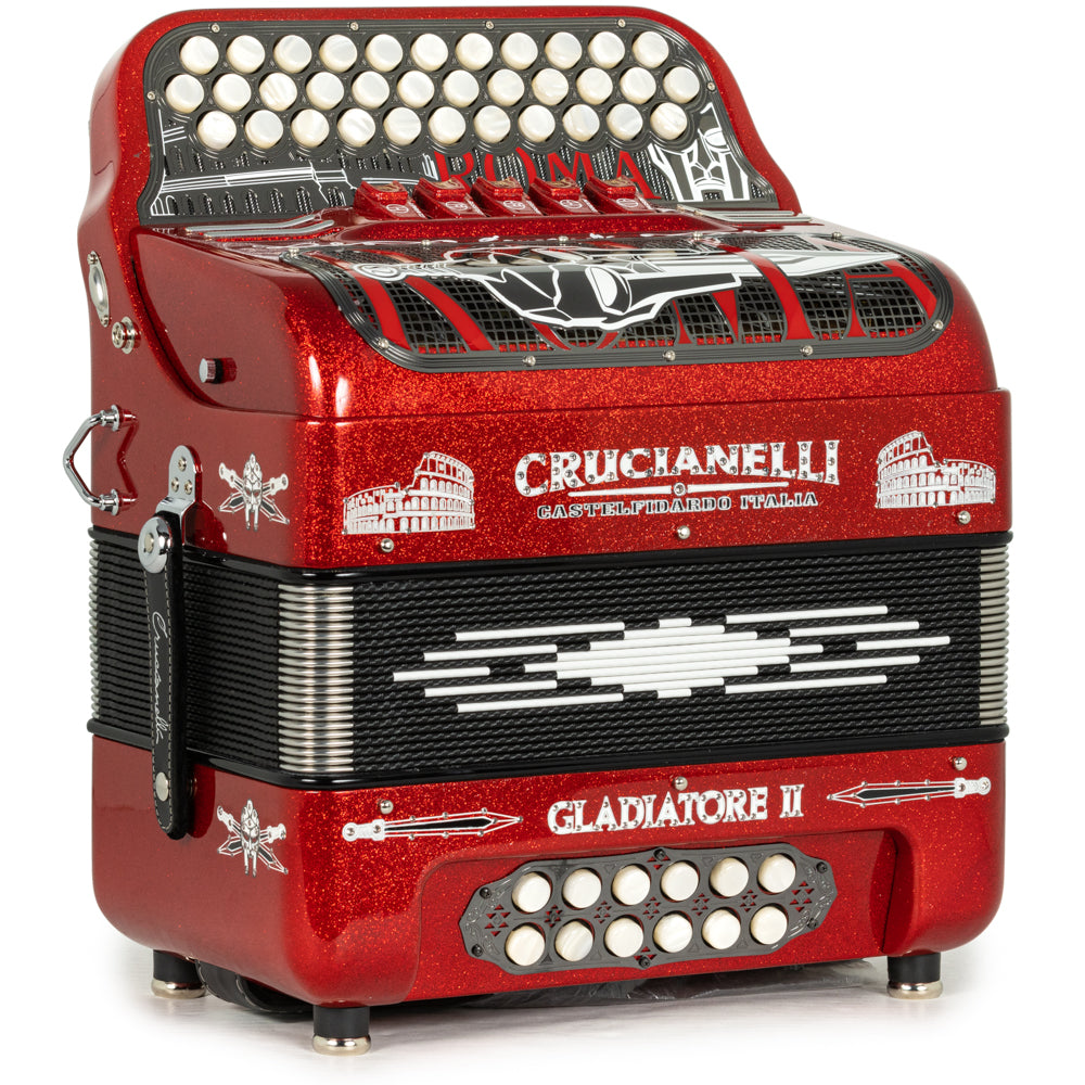Crucianelli Gladiator II 5 Switch EAD Accordion in Red Glitter with White