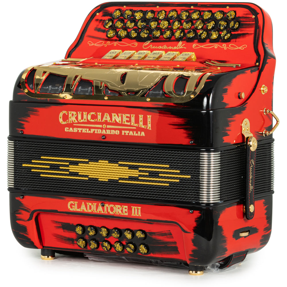 Crucianelli Gladiator III 6 Switch 2-Tone FBE-EAD Accordion in Cartoon Red with Gold