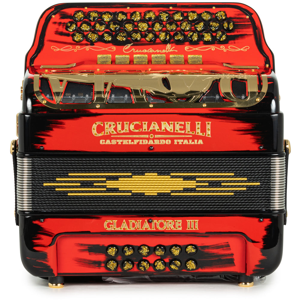 Crucianelli Gladiator III 6 Switch 2-Tone FBE-EAD Accordion in Cartoon Red with Gold